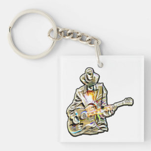 Blues Guitarist – Feel the Music Art Keychain