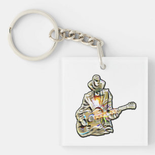 Blues Guitarist – Feel the Music Art Keychain