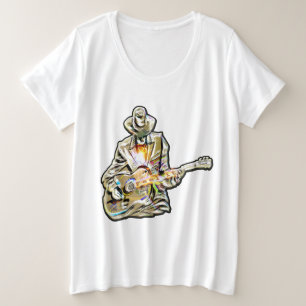 Blues Guitarist – Feel the Music Art Plus Size T-Shirt