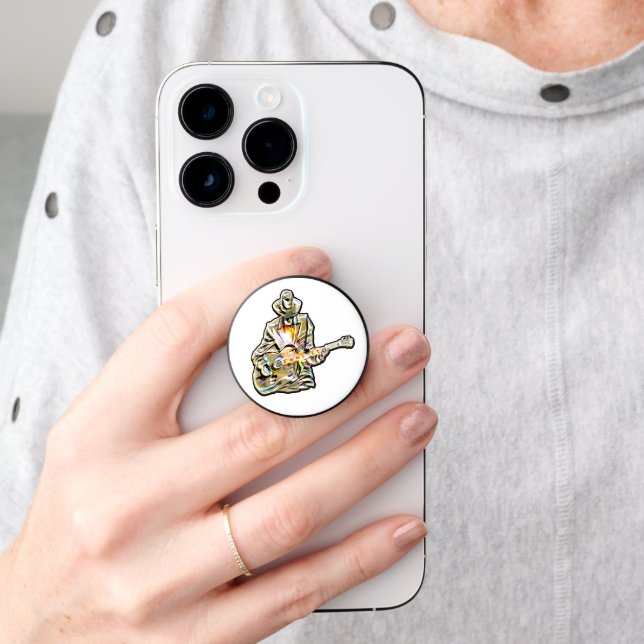 Blues Guitarist – Feel the Music Art PopSocket (Hand)