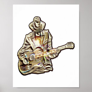Blues Guitarist – Feel the Music Art Poster
