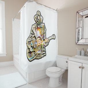 Blues Guitarist – Feel the Music Art Shower Curtain