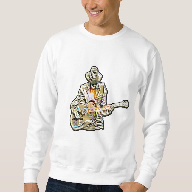 Blues Guitarist – Feel the Music Art Sweatshirt (Front)