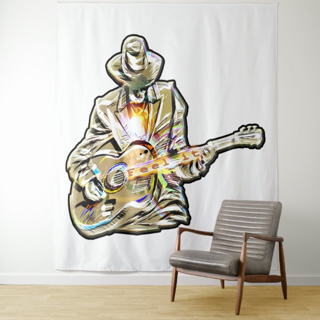 Blues Guitarist – Feel the Music Art Tapestry (In Situ)