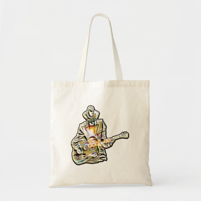 Blues Guitarist – Feel the Music Art Tote Bag (Front)