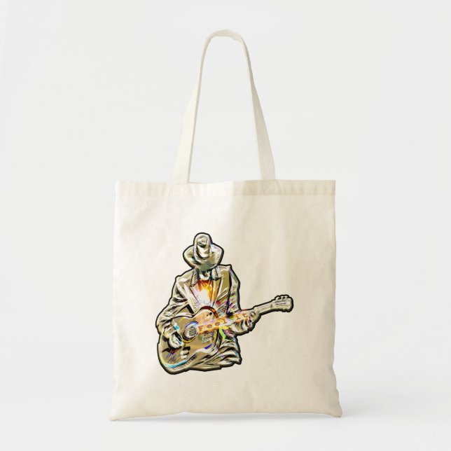 Blues Guitarist – Feel the Music Art Tote Bag (Front)