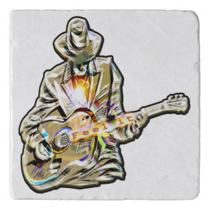 Blues Guitarist – Feel the Music Art Trivet