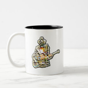 Blues Guitarist – Feel the Music Art Two-Tone Coffee Mug