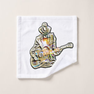 Blues Guitarist – Feel the Music Art Wash Cloth