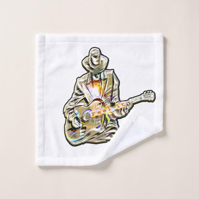 Blues Guitarist – Feel the Music Art Wash Cloth (Wash Cloth)
