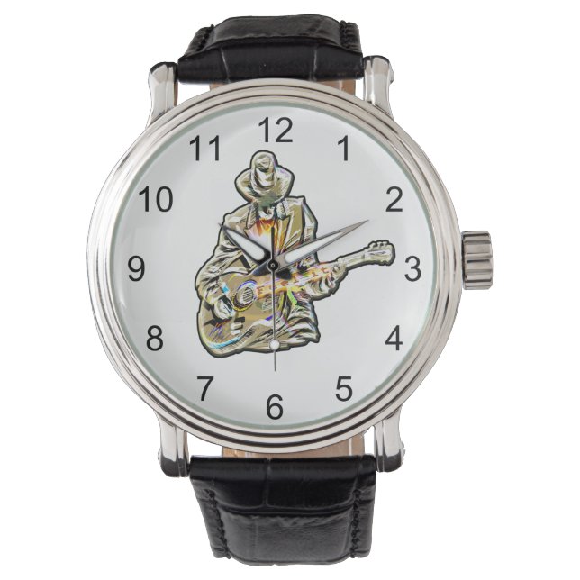 Blues Guitarist – Feel the Music Art Watch (Front)