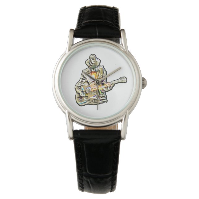 Blues Guitarist – Feel the Music Art Watch (Front)