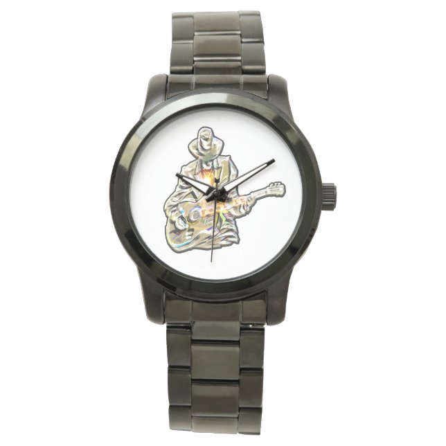 Blues Guitarist – Feel the Music Art Watch (Front)