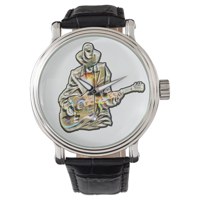 Blues Guitarist – Feel the Music Art Watch (Front)