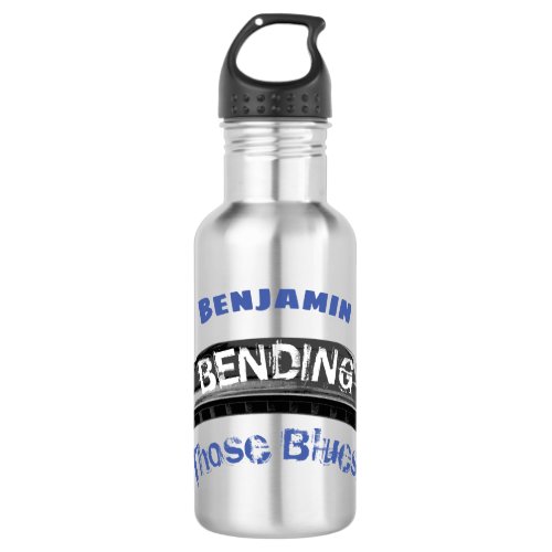 Blues harmonica player bending humour musician stainless steel water bottle