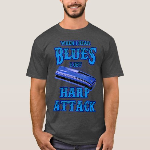 Blues Harp Attack Musical Wind Instrument Harmonic T_Shirt