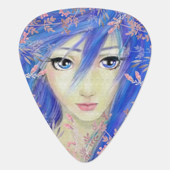 Blues Have It Original Anime Girl Guitar Pick (Front)