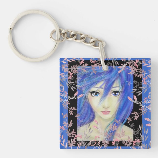 Blues Have It Original Anime Girl Keychain (Front)