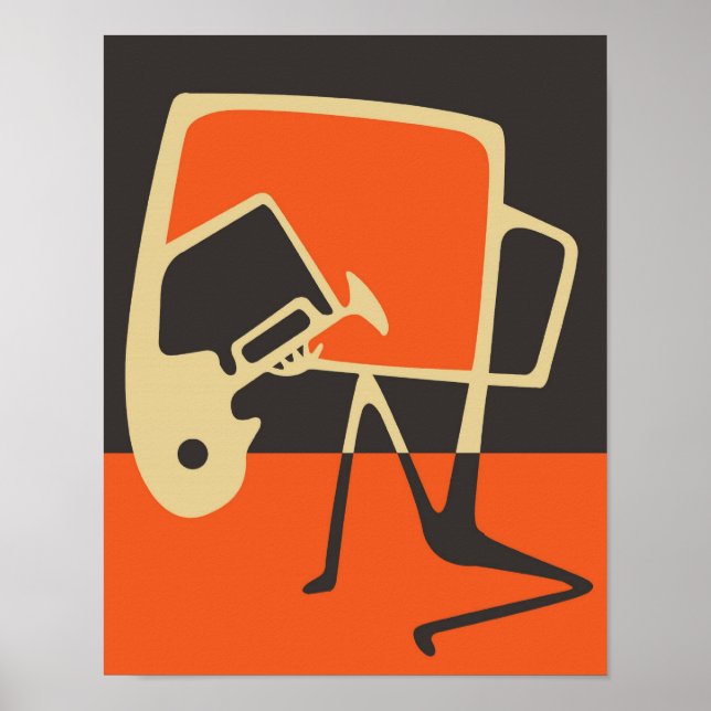 Blues & Jazz Saxophone Abstract Art Poster (Front)