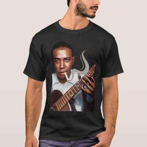 Blues Legend Robert Johnson Portrait Illustration T_Shirt