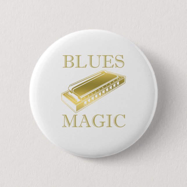 Blues Magic Instrument Harmonica Music Sound Gift Button (Front)