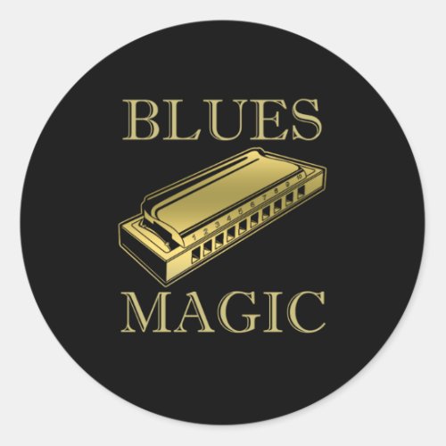 Blues Magic Instrument Harmonica Music Sound Gift Classic Round Sticker