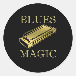 Blues Magic Instrument Harmonica Music Sound Gift Classic Round Sticker