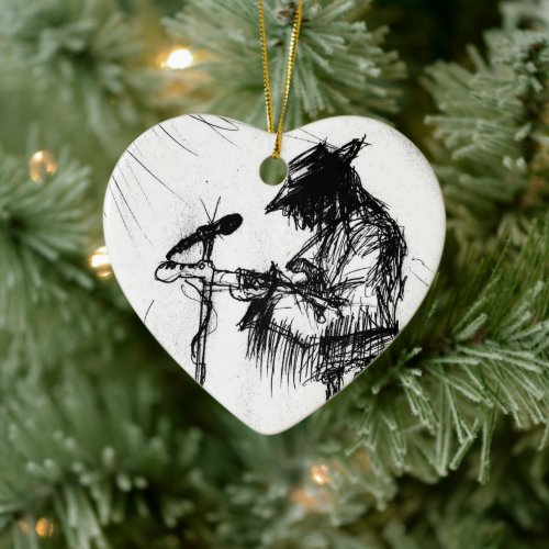 Blues Music Guitar Player and Band on Stage Ceramic Ornament