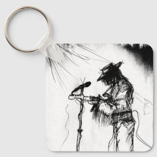 Blues Music Live Band Guitar Sketch Art Keychain