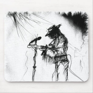 Blues Music Live Band Guitar Sketch Art Mouse Pad