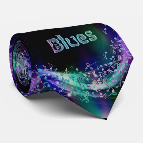 Blues Music Notes Psychedelic Music Necktie