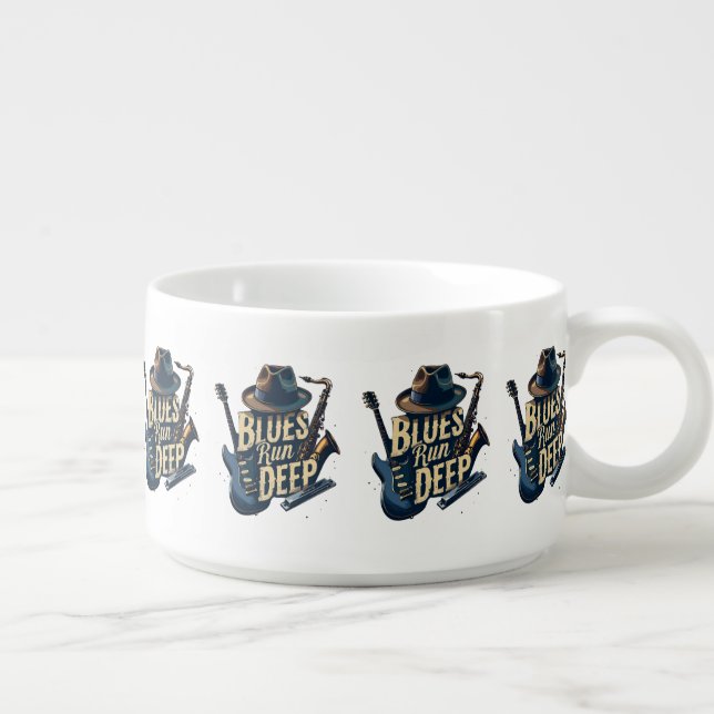 Blues Music Retro Aesthetic Vintage Jazz Bowl (Left)