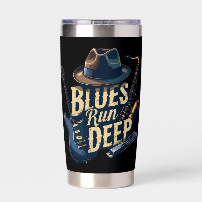 Blues Music Retro Aesthetic Vintage Jazz Insulated Tumbler (Back)