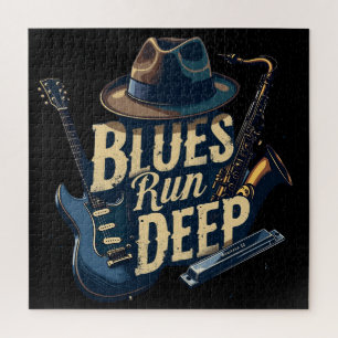 Blues Music Retro Aesthetic Vintage Jazz Jigsaw Puzzle