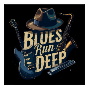 Blues Music Retro Aesthetic Vintage Jazz Poster