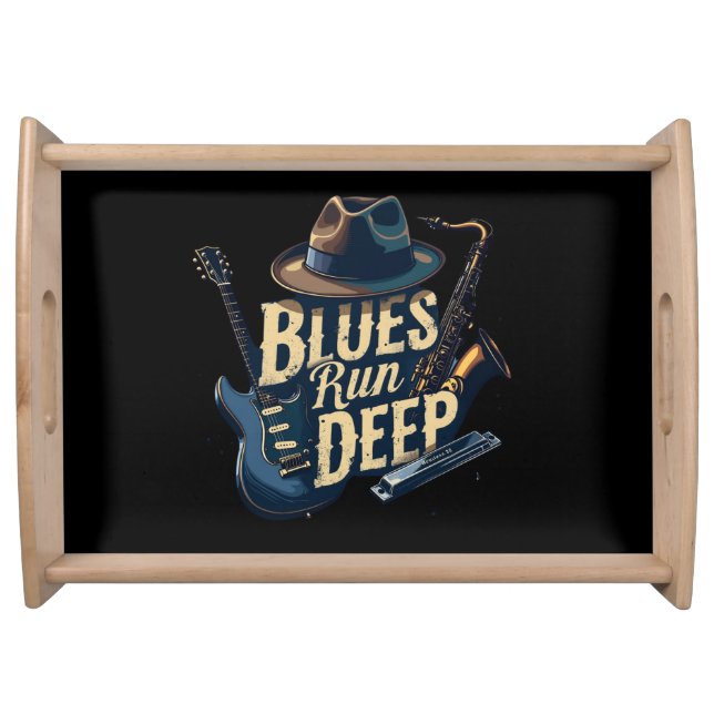 Blues Music Retro Aesthetic Vintage Jazz Serving Tray (Front)