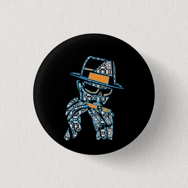 blues musician pinback button (Front)