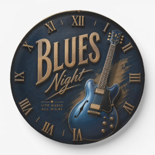 Blues Night Guitar Vintage Electric Guitar Paper Plates