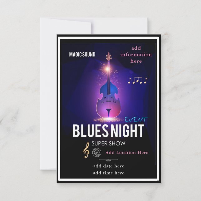 Blues Night Invitation Flat Card (Front)