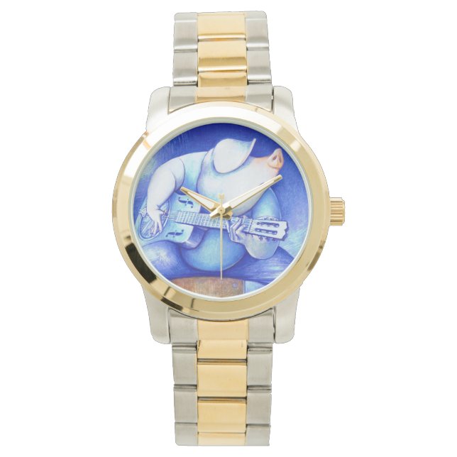 Blues Pig Playing Guitar Watch (Front)