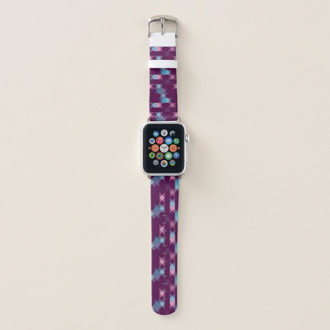 blues, pinks and purple geometric apple watch band (Front)