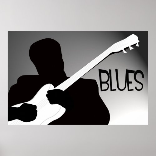 Blues players silhouette with a spotlight poster