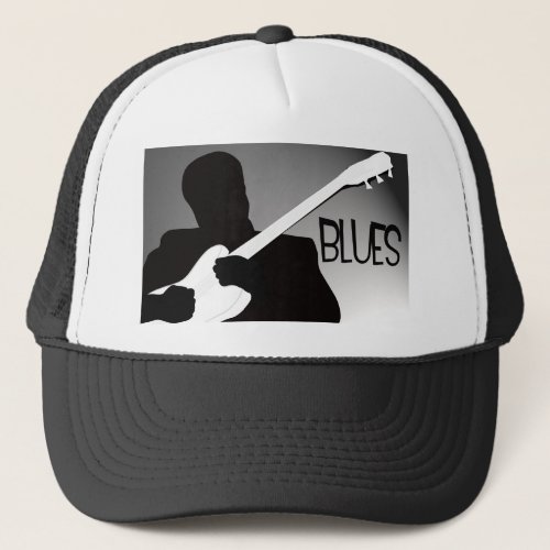 Blues players silhouette with a spotlight trucker hat