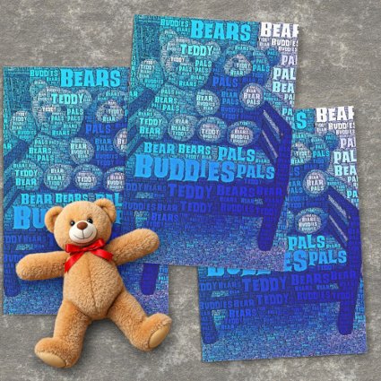 Blues Teddy Bear Best Friends Embedded Word Cloud