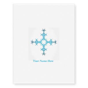Blues Tribal Cross Temporary Tattoo
