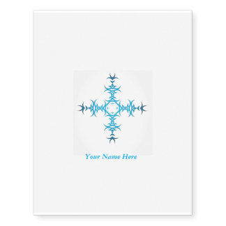 Blues Tribal Cross Temporary Tattoo