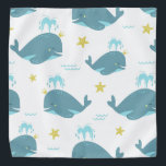 Blues Whales And Starfish Bandana<br><div class="desc">Cute seamless pattern with blue whales and starfish.</div>