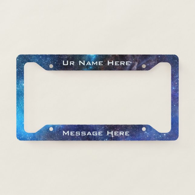 BlueSpace Themed Number Plates - Custom Name Space License Plate Frame (Front)