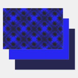 Bluest Blue Gradient Star Bow Wrapping Paper Sheets