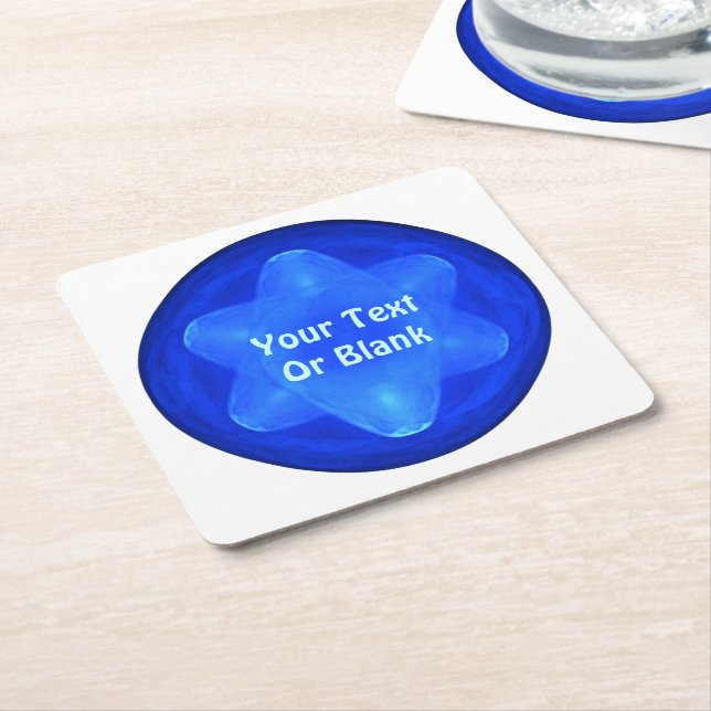 Bluestar Fractal Square Paper Coaster (Angled)